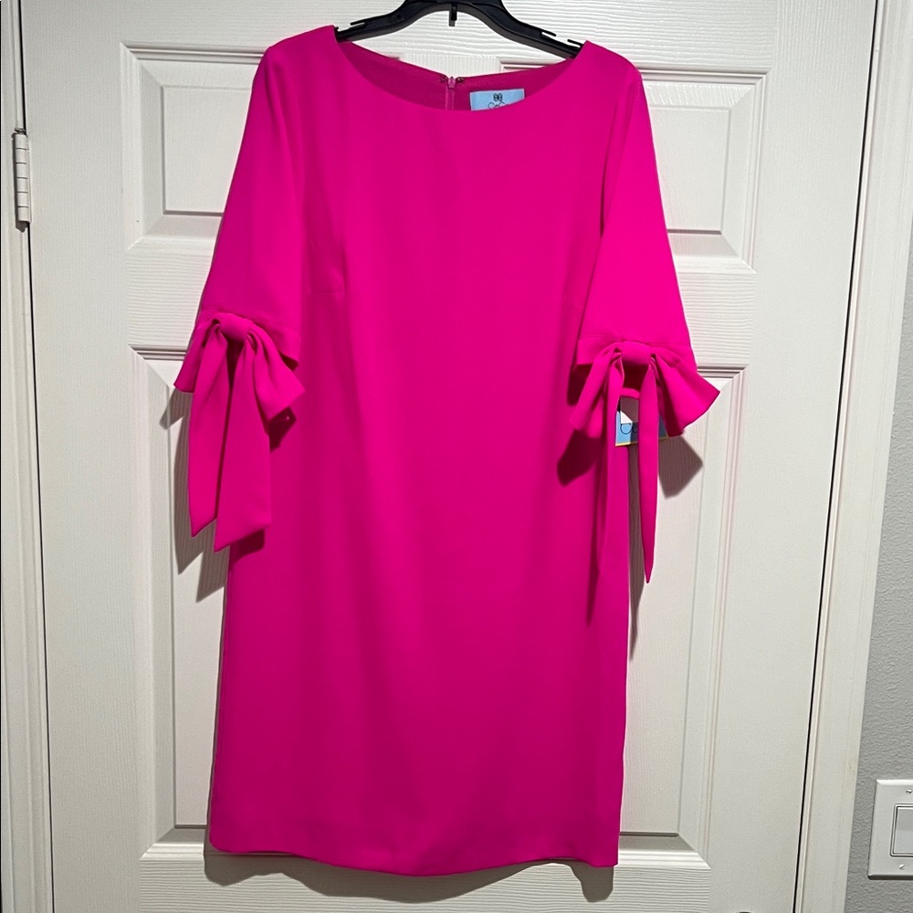 CeCe Vibrant Pink Long Sleeve Dress